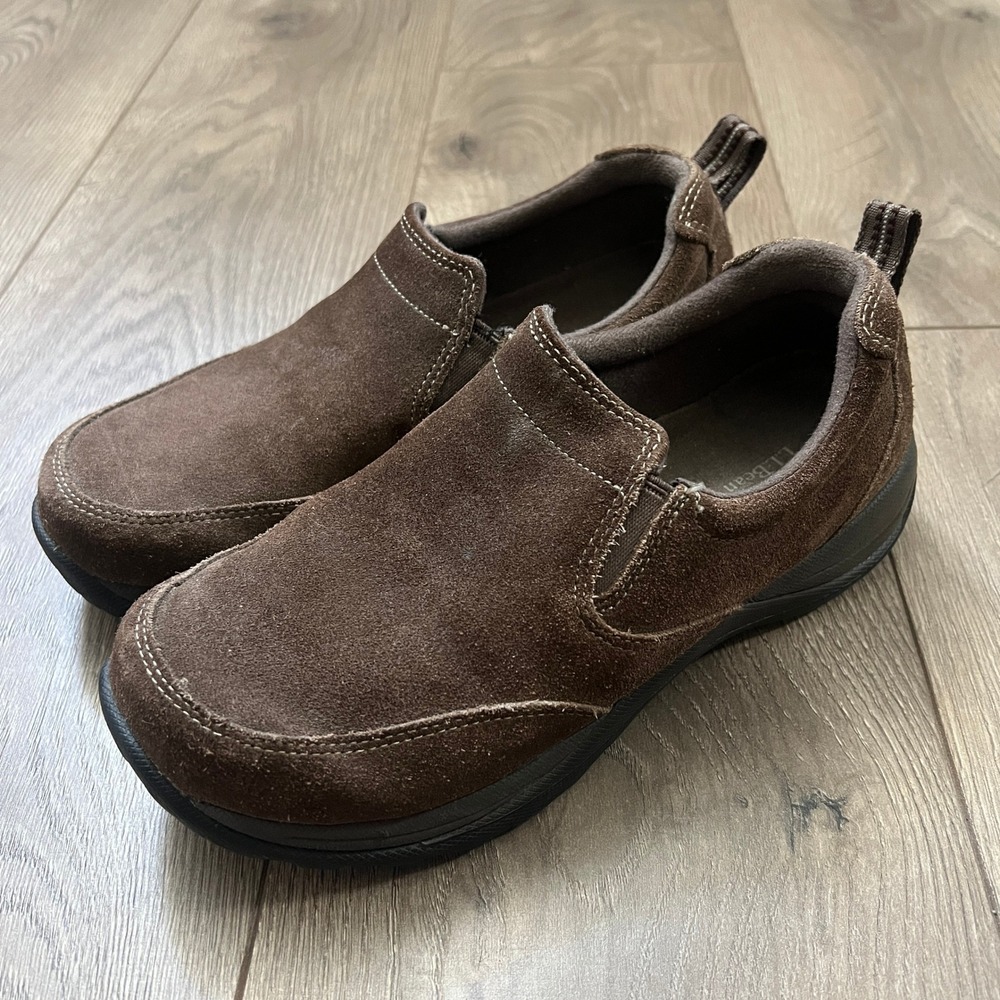 LL Bean Suede Sport Moc Clogs. Women's 8.5 Med Brown Slip On Work Comfort